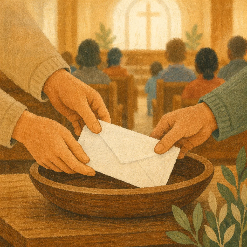 Cheerful Giving Envelope in Offering Plate