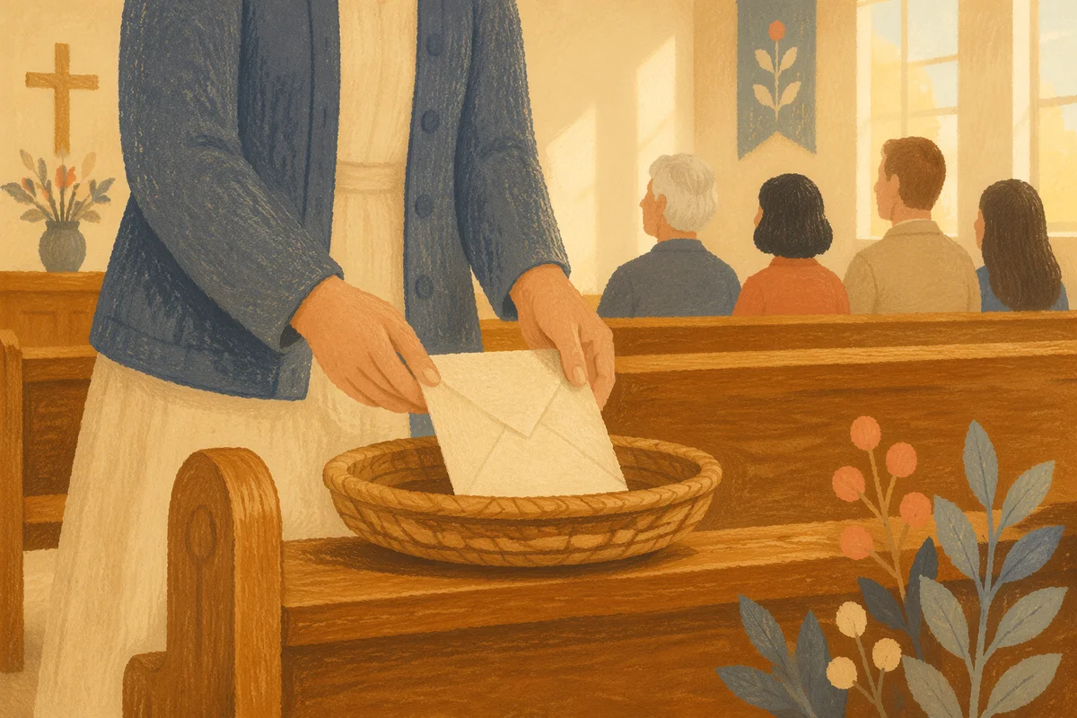 Cheerful Giving Envelope in Church Offering Plate