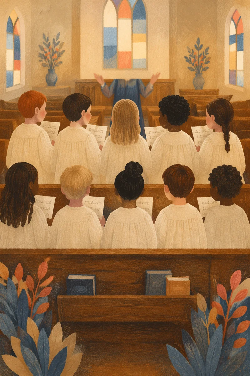 Children Singing in Warm Church Choir