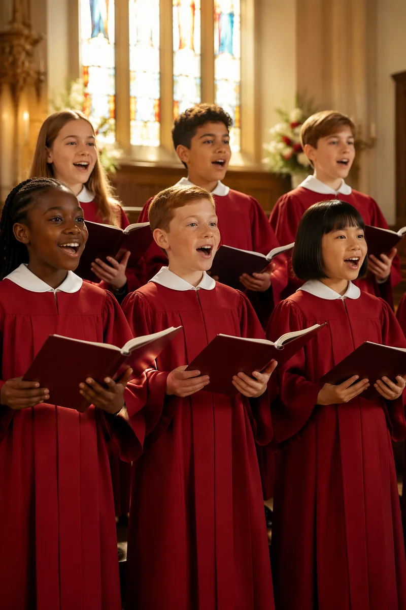 Children Singing in Church Choir Robes