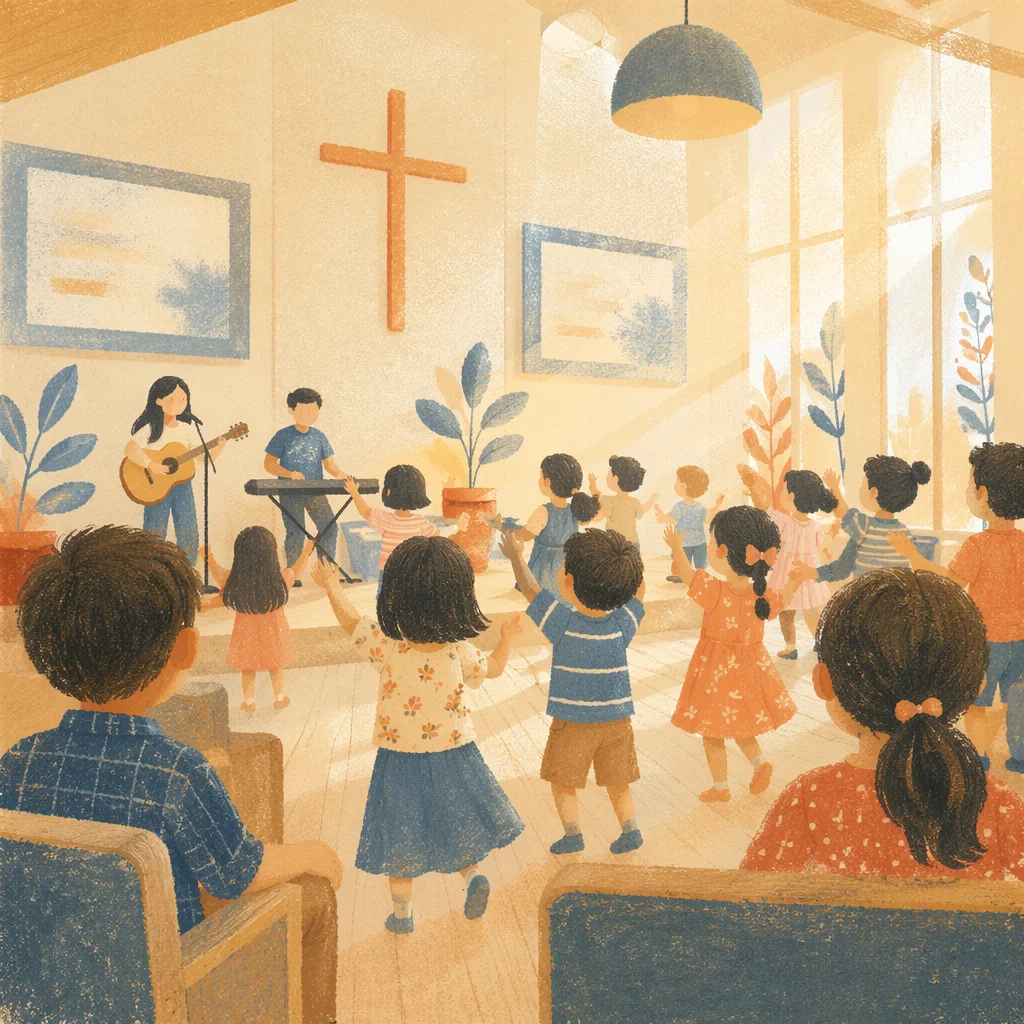 Joyful Children Worship in Modern Church