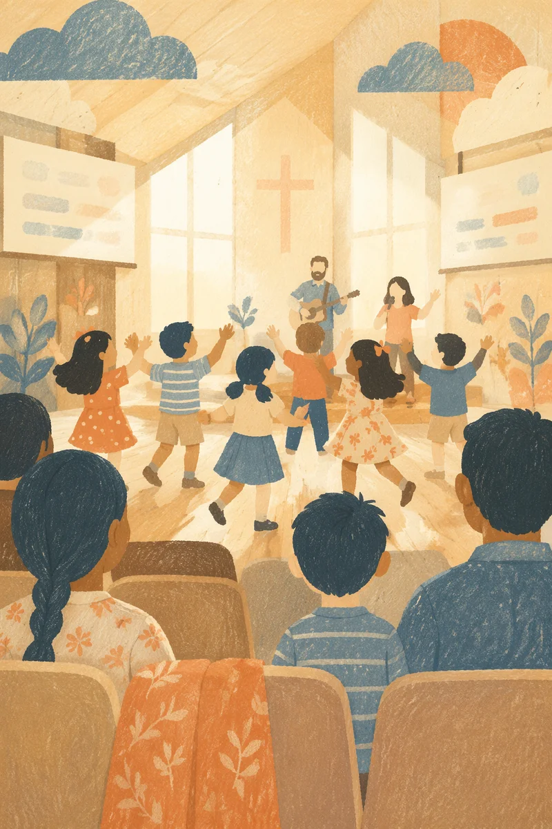 Joyful Children Worship in Modern Church
