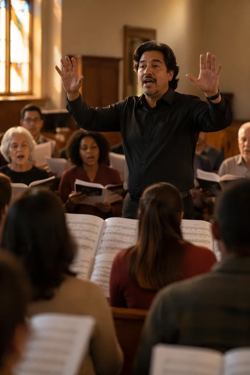 Choir Director Leading Church Rehearsal