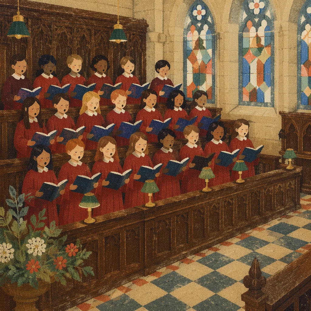 Youth Choir Singing in Red Church Robes
