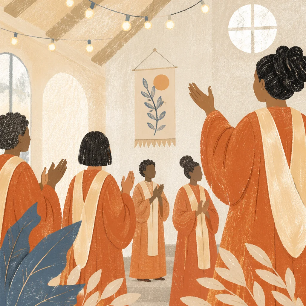 Church Choir Rehearsal in Warm Robes