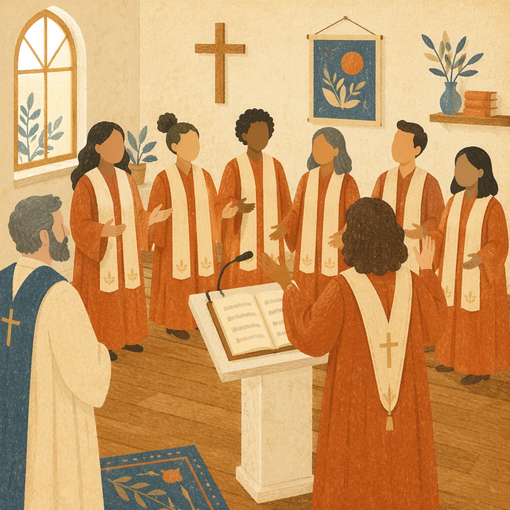 Church Choir Rehearsal in Warm Robes