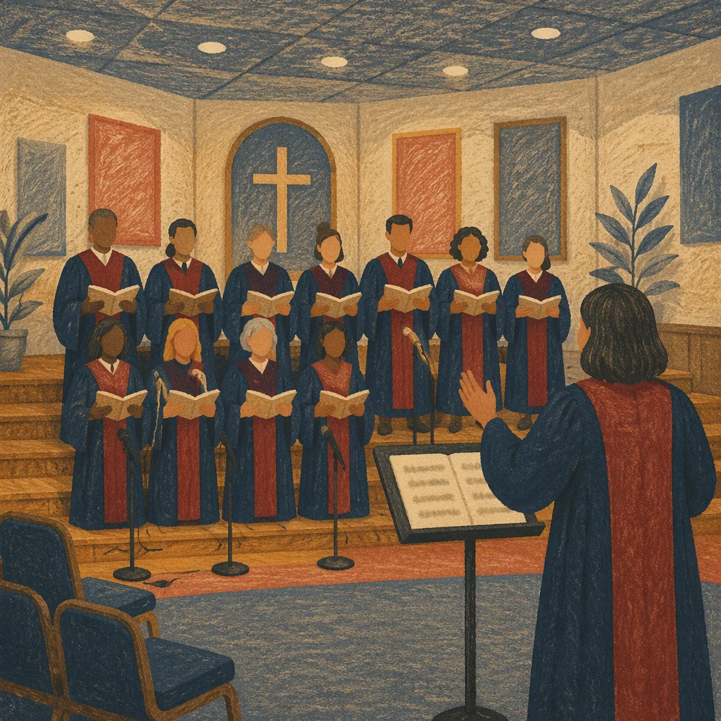 Church Choir Rehearsal in Navy Robes