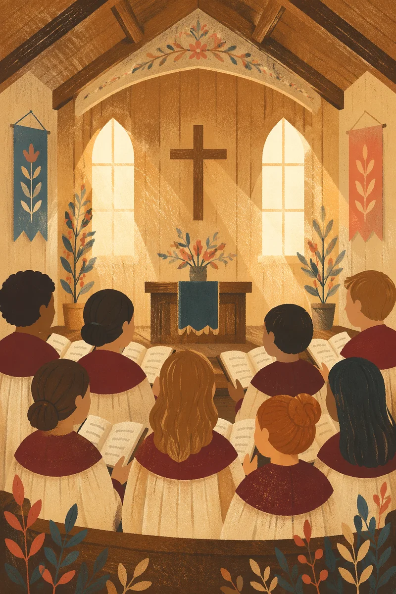 Church Choir Singing in Morning Light