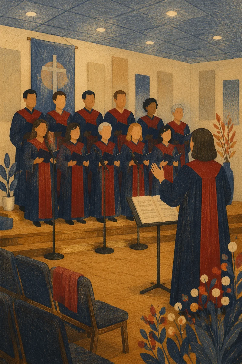 Church Choir Rehearsal in Navy Robes