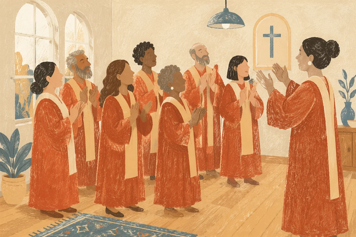 Warm Church Choir Rehearsal in Robes