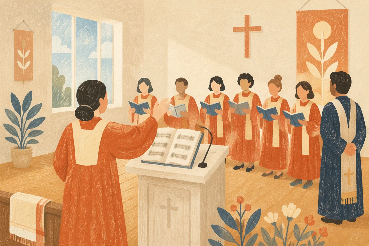 Church Choir Rehearsal in Orange Robes