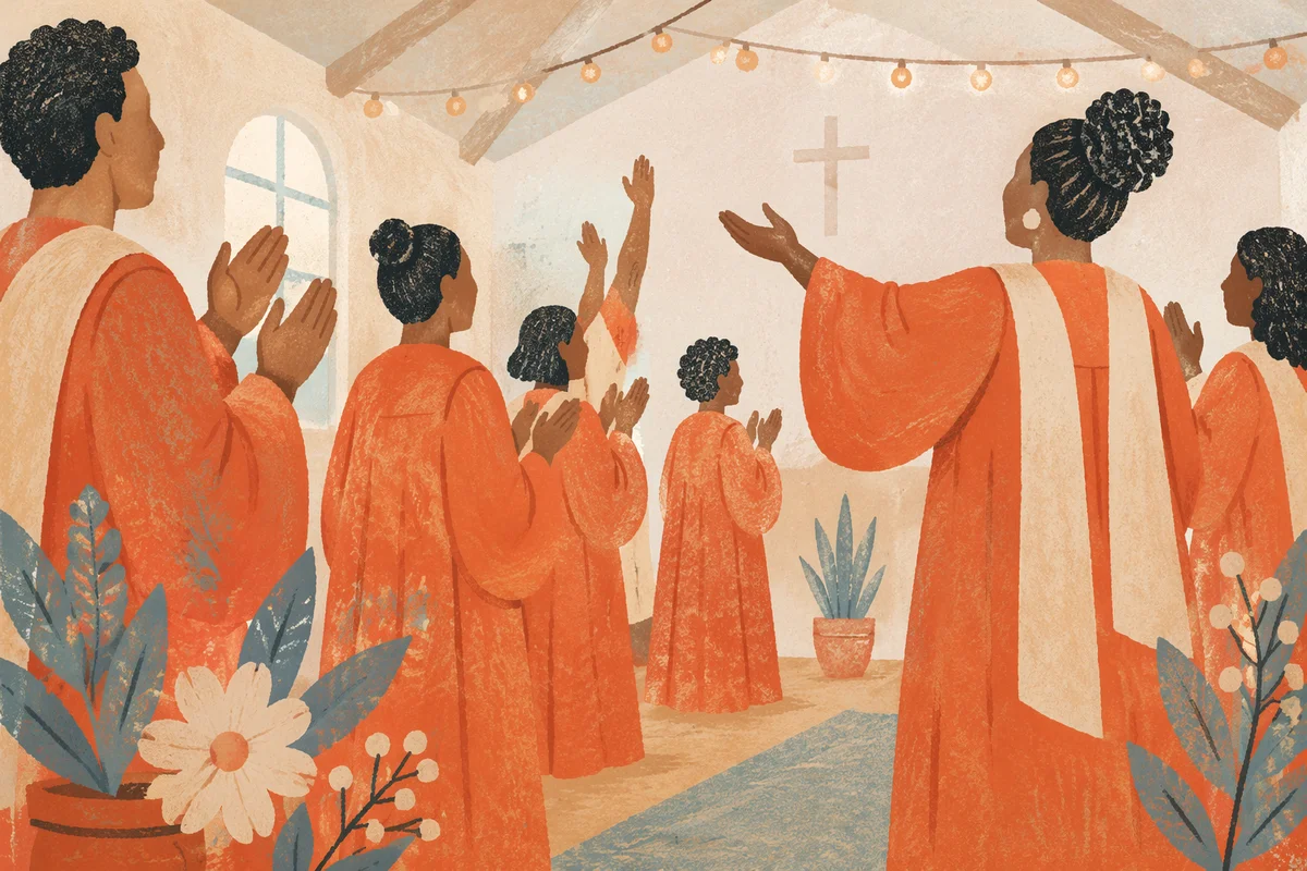 Church Choir Rehearsal in Warm Robes