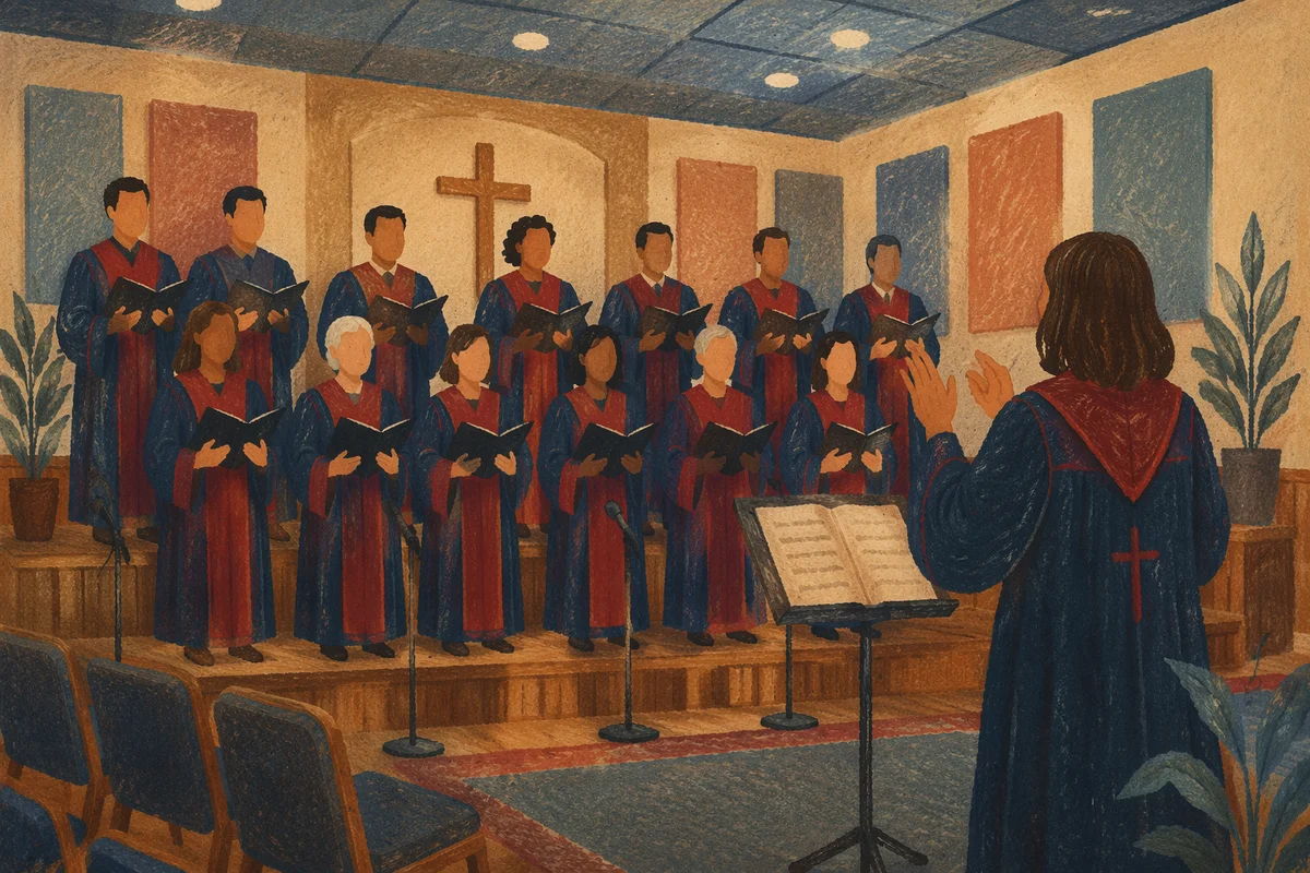 Church Choir Rehearsal in Navy Robes