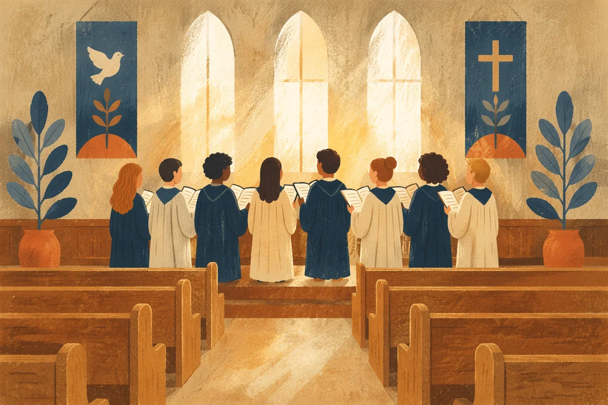 Choir Rehearsal in Warm Wooden Church