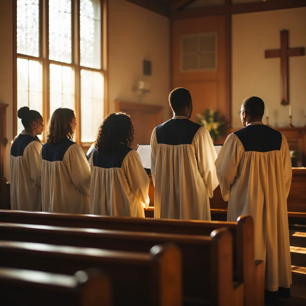 Sunday Choir Rehearsal in Wooden Sanctuary
