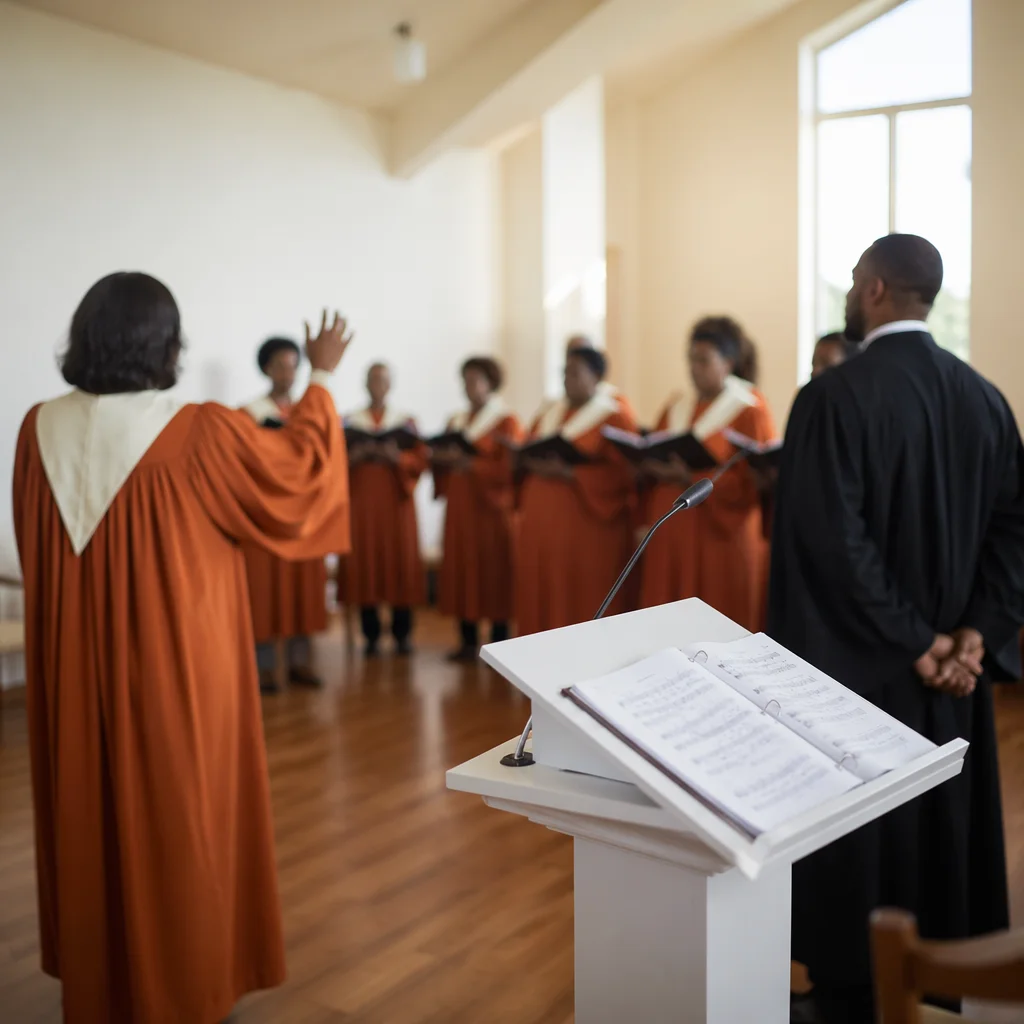 Church Choir Rehearsal in Modern Chapel