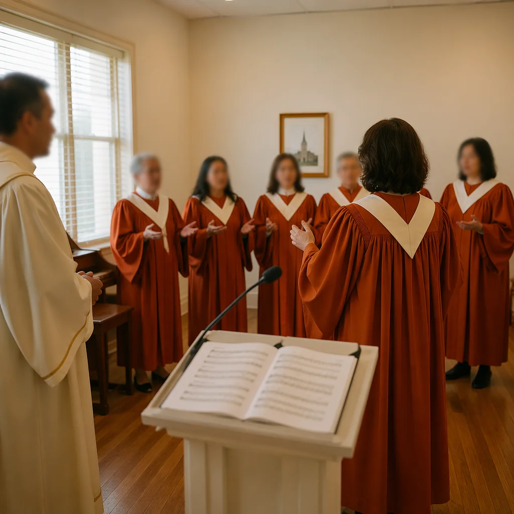 Church Choir Rehearsal in Warm Robes