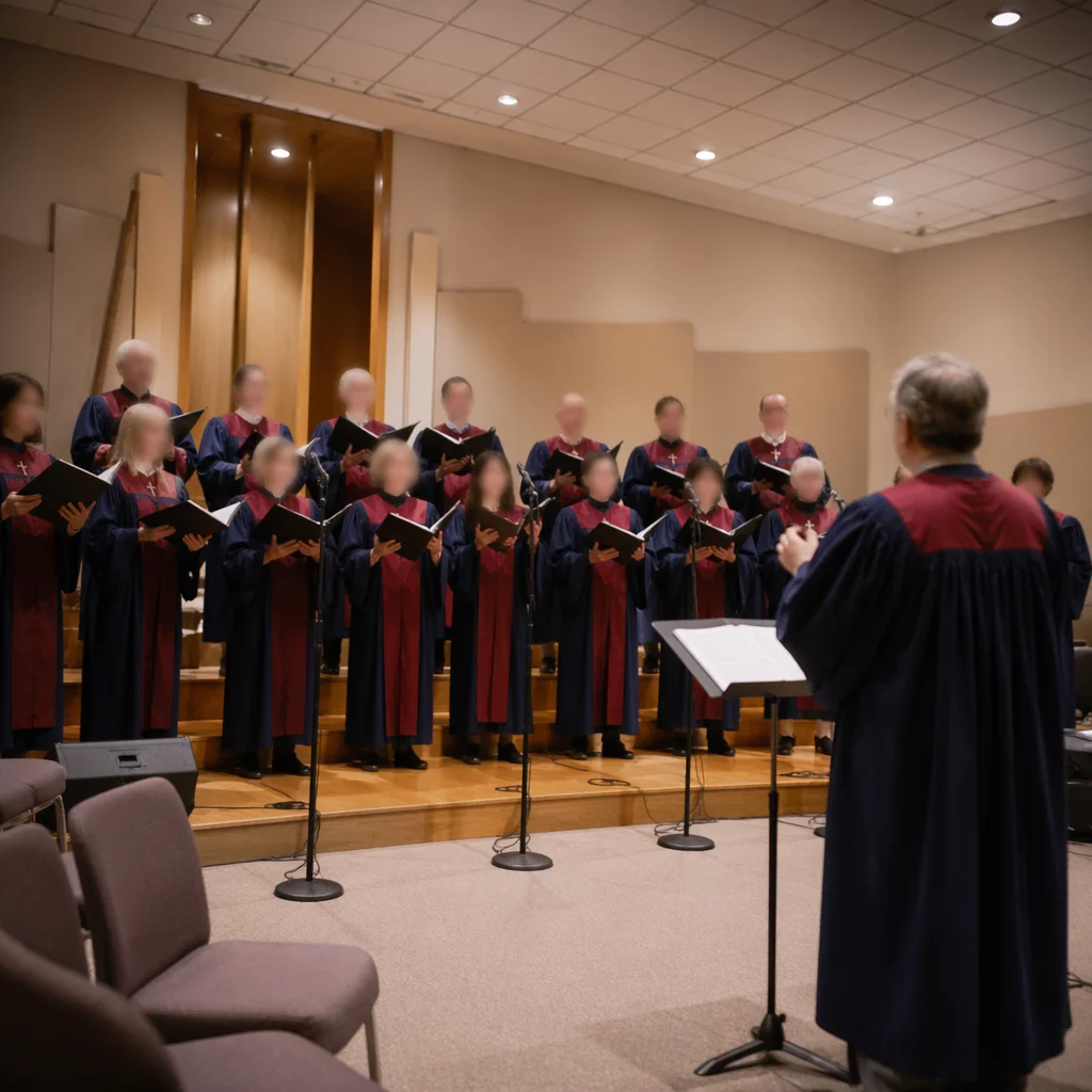 Church Choir Rehearsal in Navy Robes