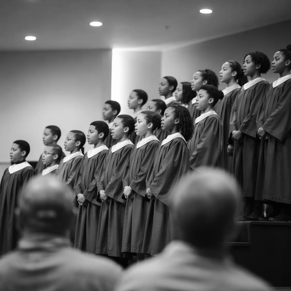Youth Choir Singing in Church Fellowship Hall