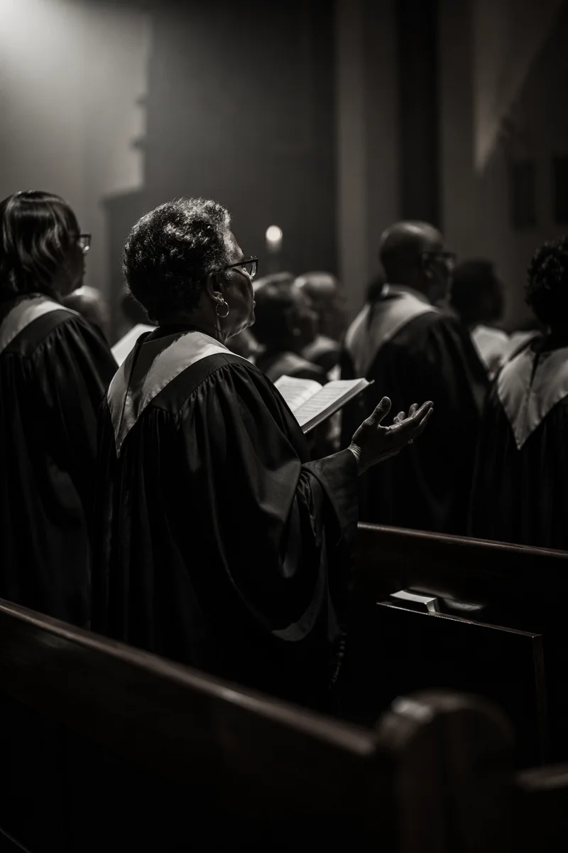 Evening Church Choir in Dark Robes