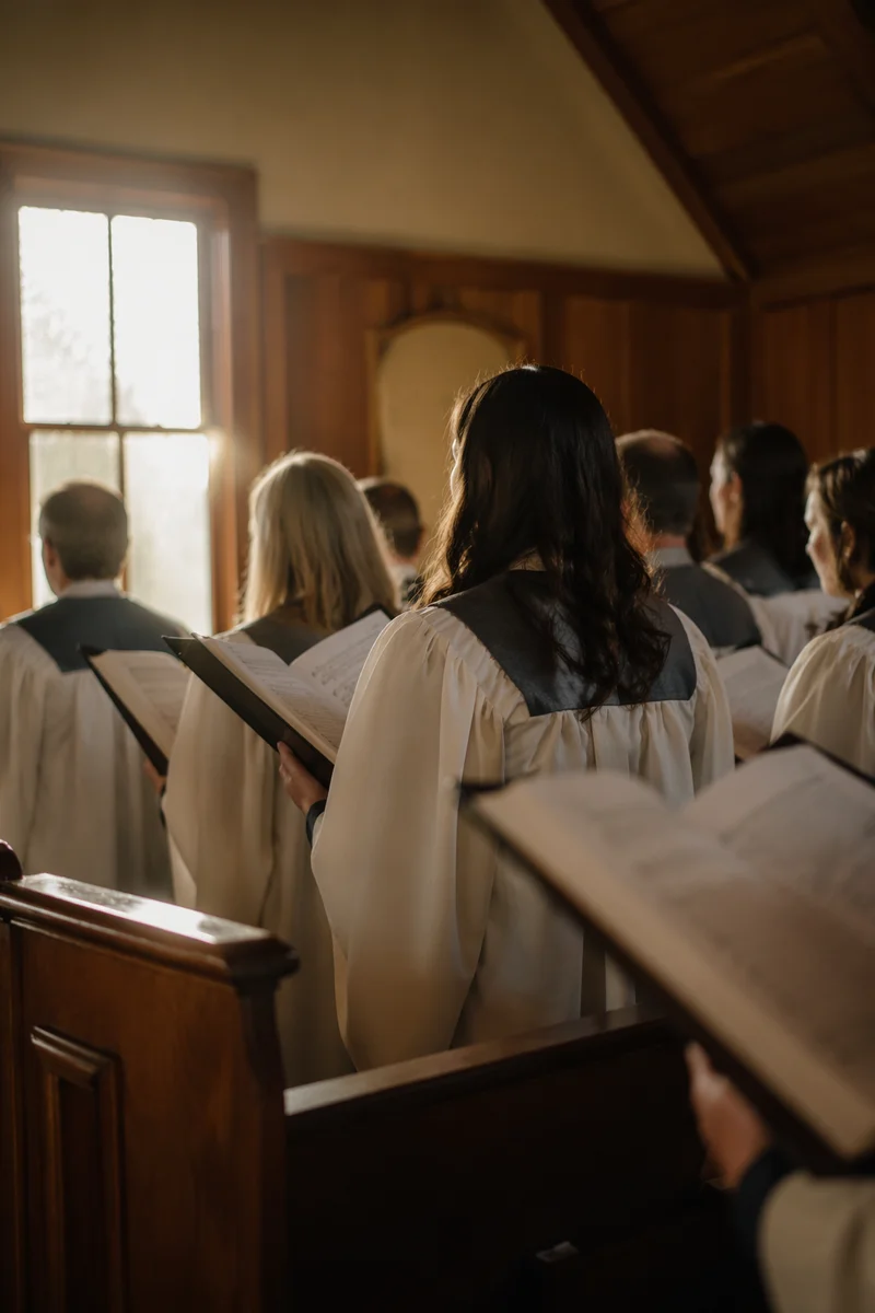Small Church Choir Singing in Robes