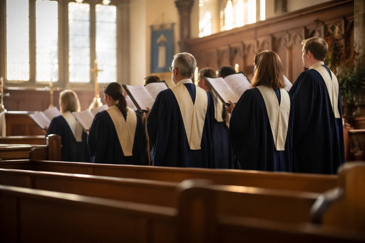 Reverent Church Choir in Navy Robes