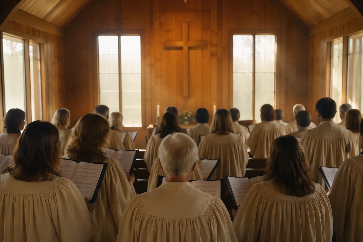 Church Choir Singing in Morning Chapel Light