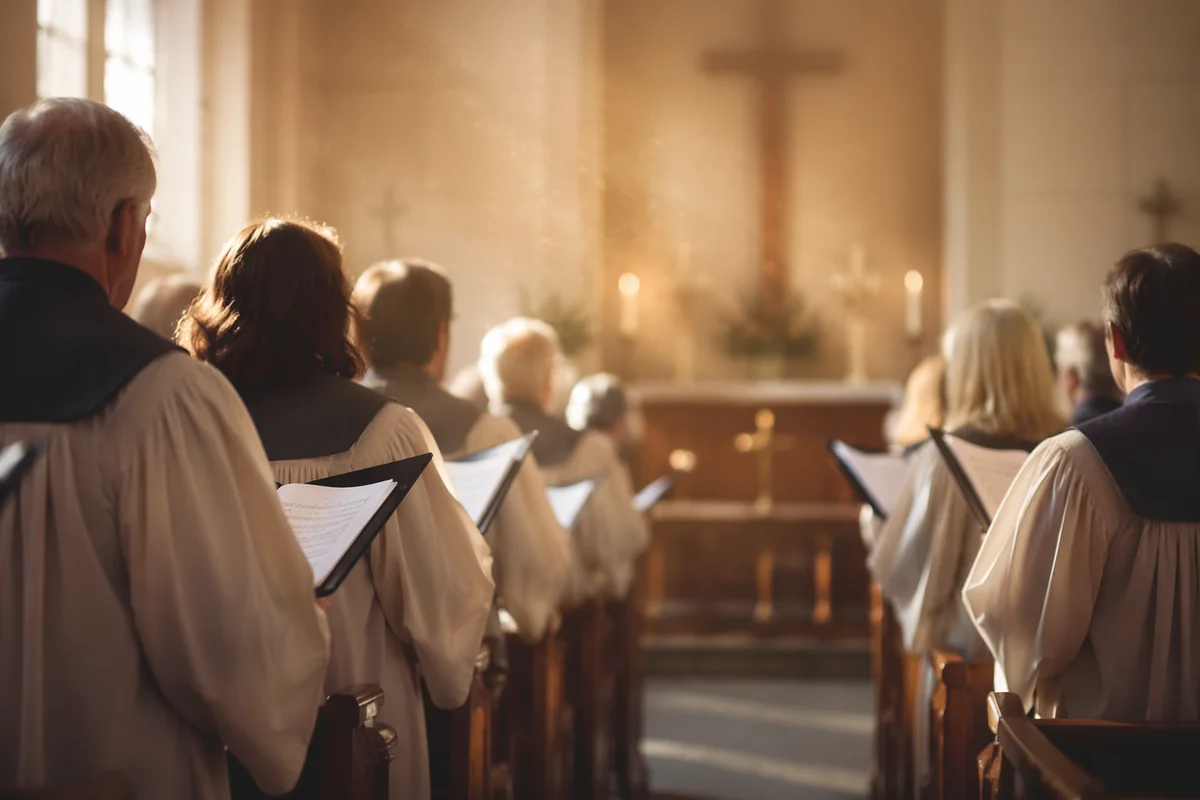 Small Church Choir Singing in Robes