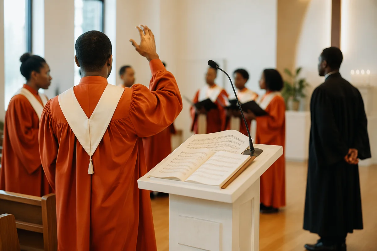 Church Choir Rehearsal in Modern Chapel