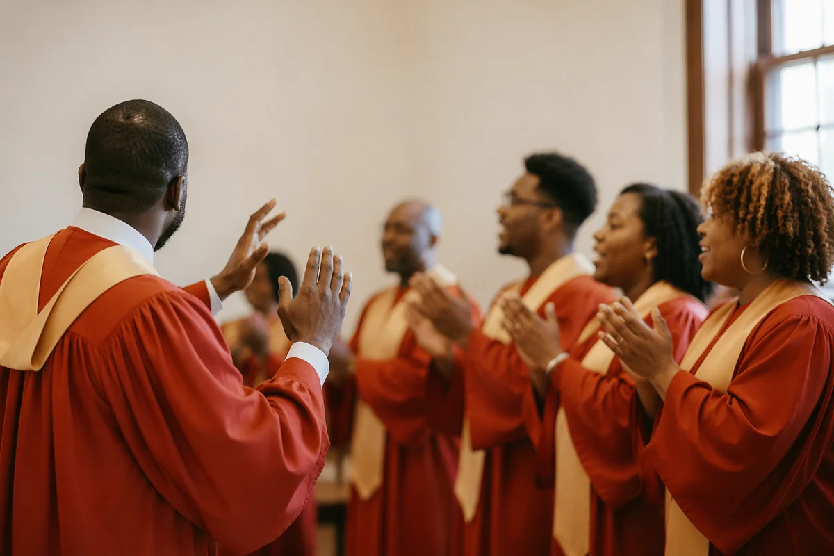 Church Choir Rehearsal in Warm Robes