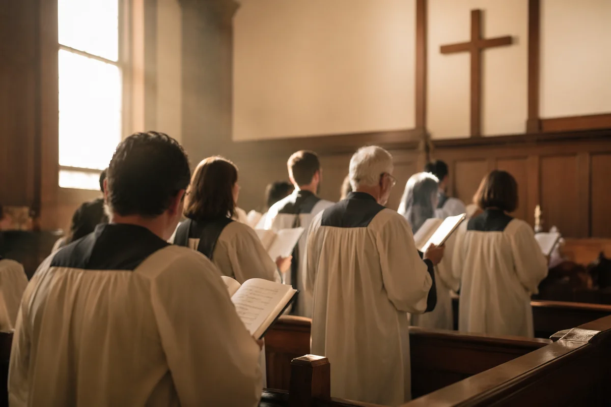 Church Choir Singing in Morning Sanctuary