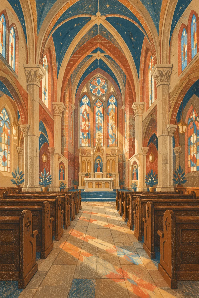 Historic Church Aisle Leading to Altar