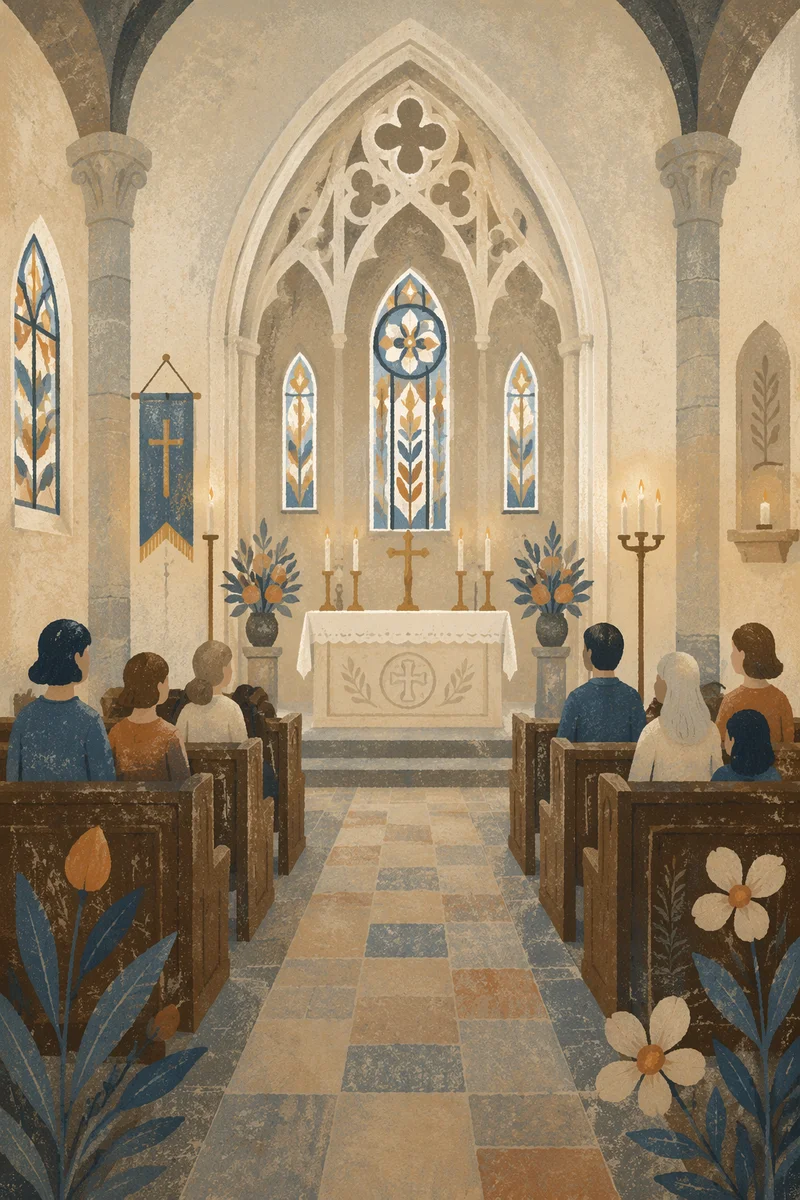 Historic Church Aisle Leading to Altar