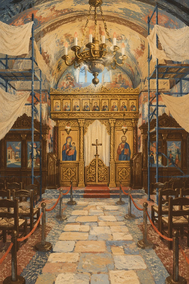 Historic Chapel Aisle to Gilded Altar