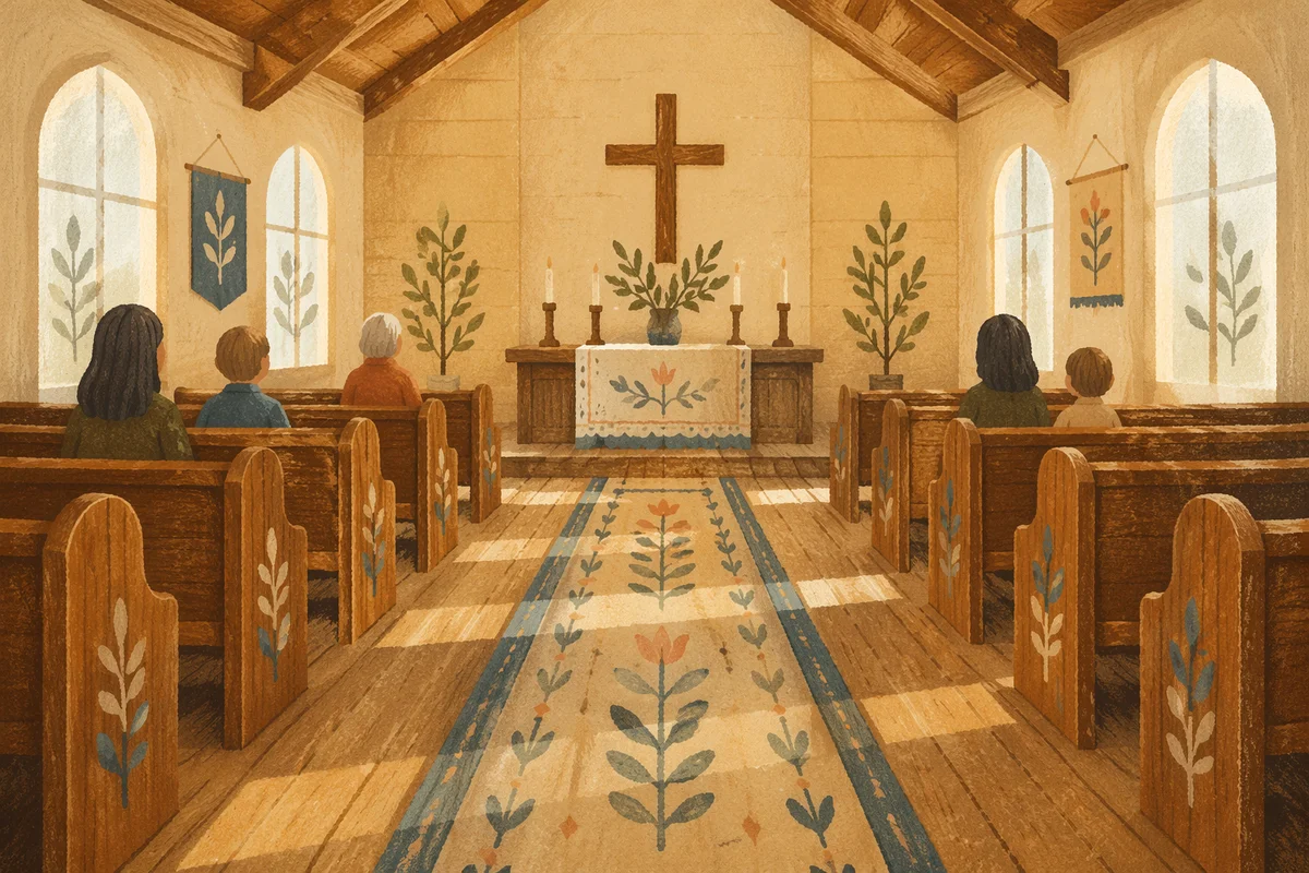 Peaceful Chapel Aisle Leading to Altar