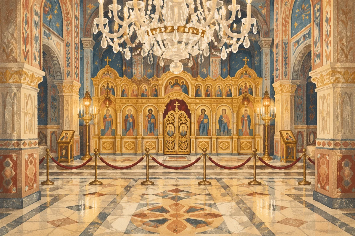 Grand Church Aisle Toward Gilded Altar
