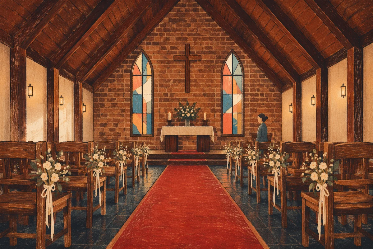 Red Aisle in Warm Contemporary Chapel
