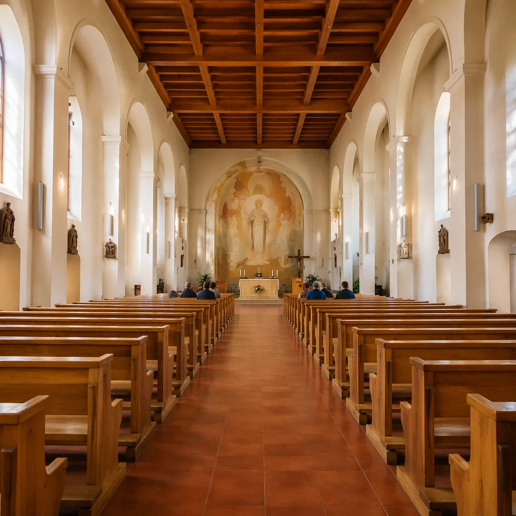 Modern Church Aisle Leading to Altar