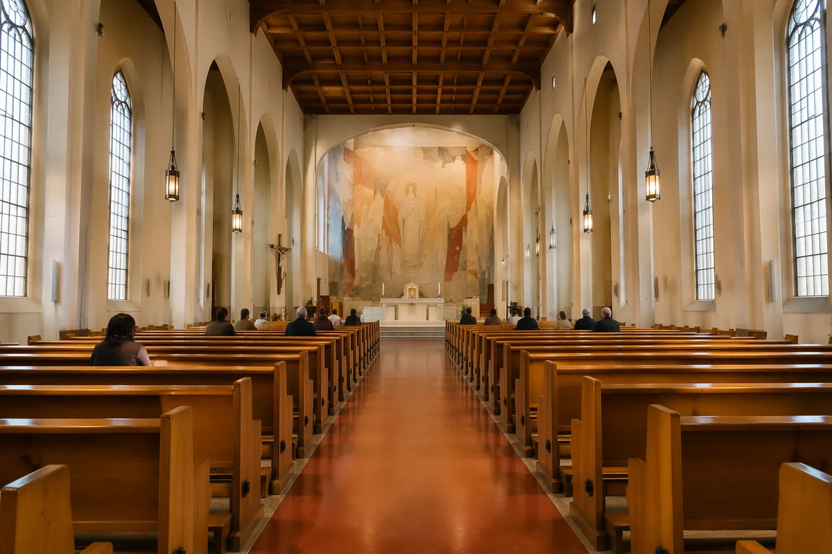 Modern Church Aisle Leading to Altar