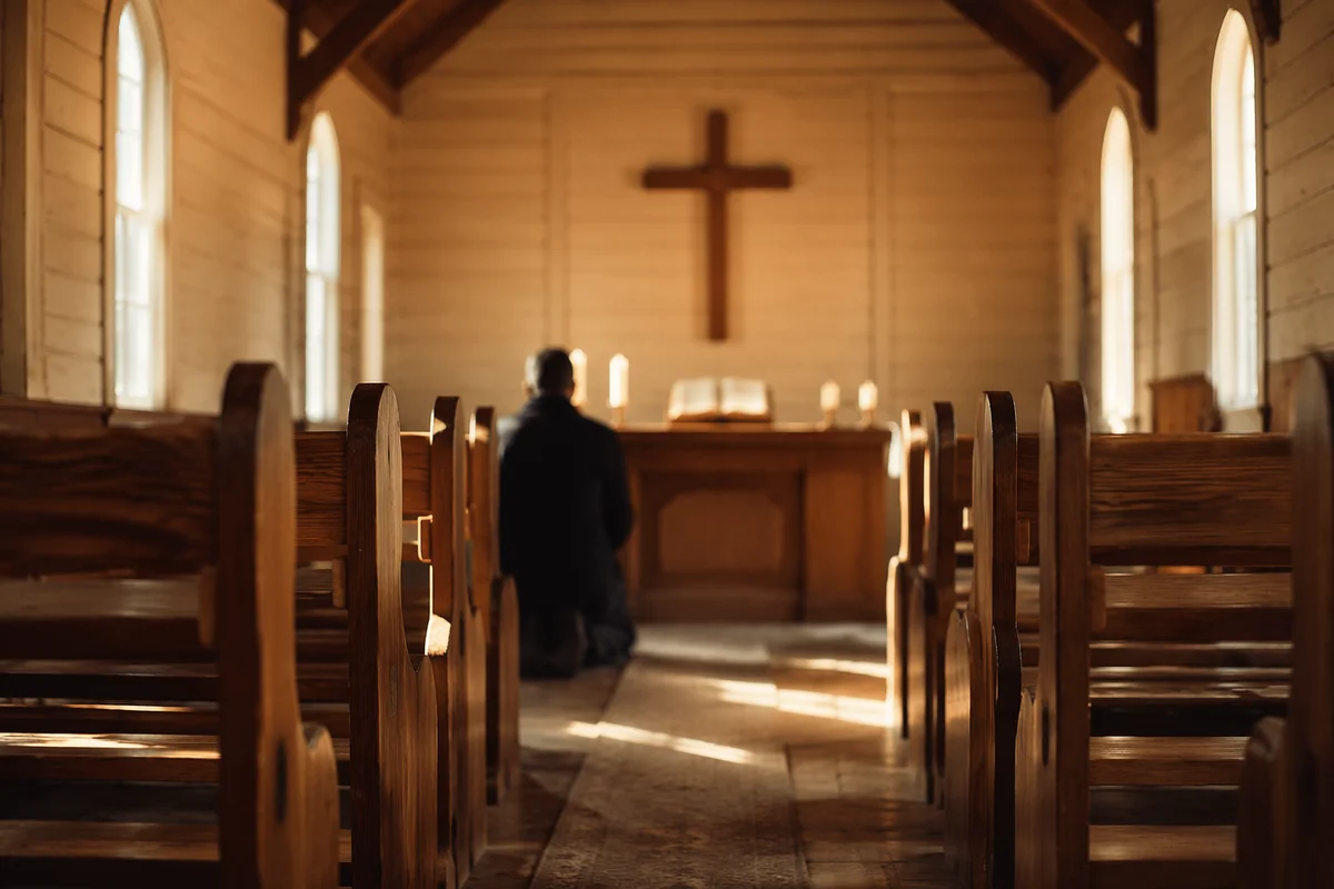 Morning Chapel Aisle Toward Simple Altar