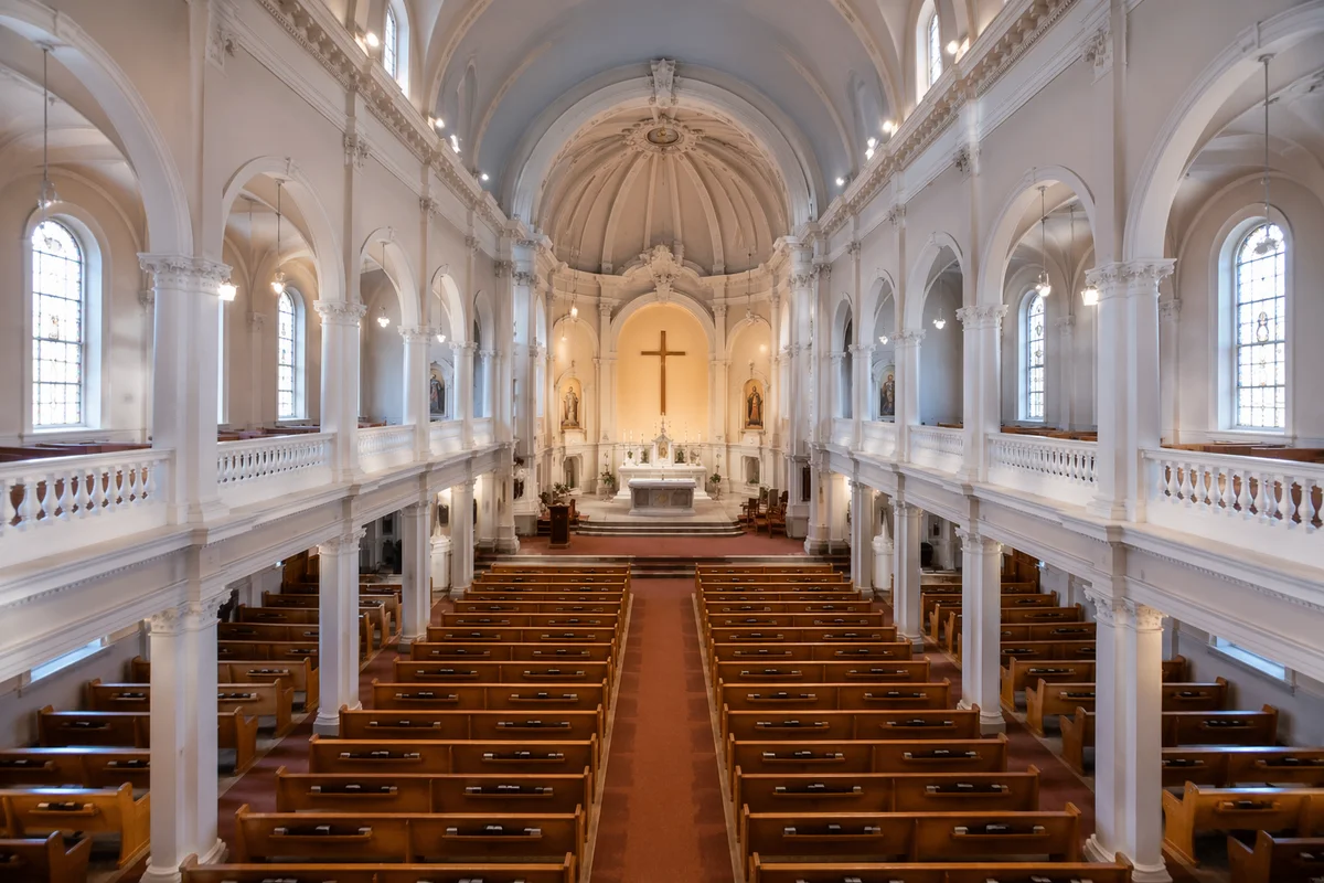Serene Church Aisle Leading to Altar