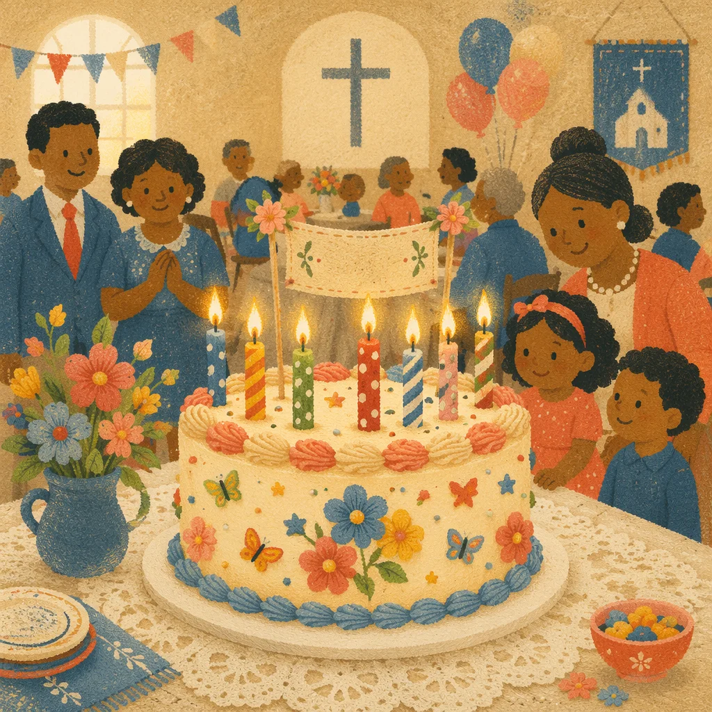 Joyful Church Anniversary Cake Celebration Banner