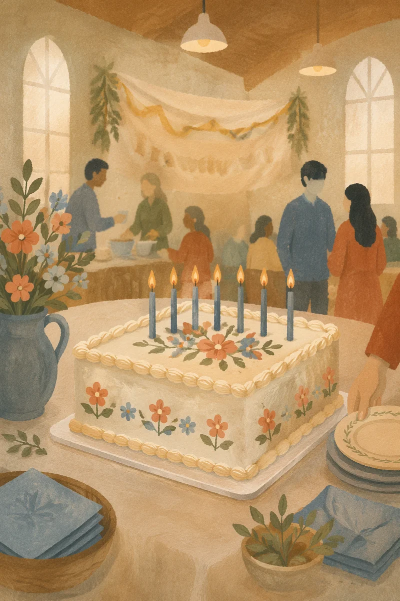 Church Anniversary Cake Celebration Banner Scene
