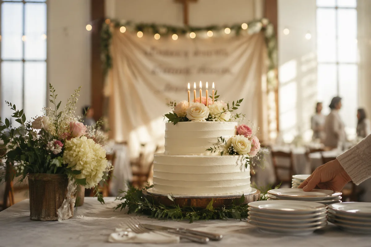 Church Anniversary Cake Celebration Banner Scene