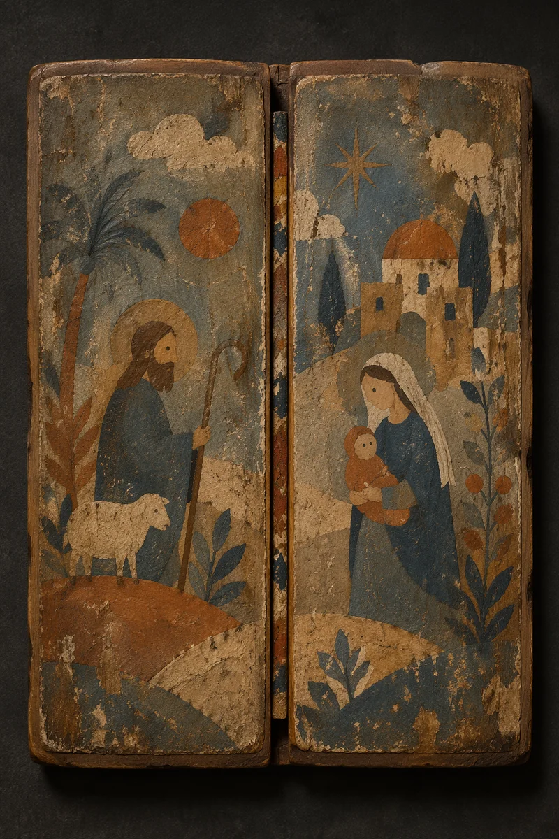 Antique Devotional Panel in Church Gallery