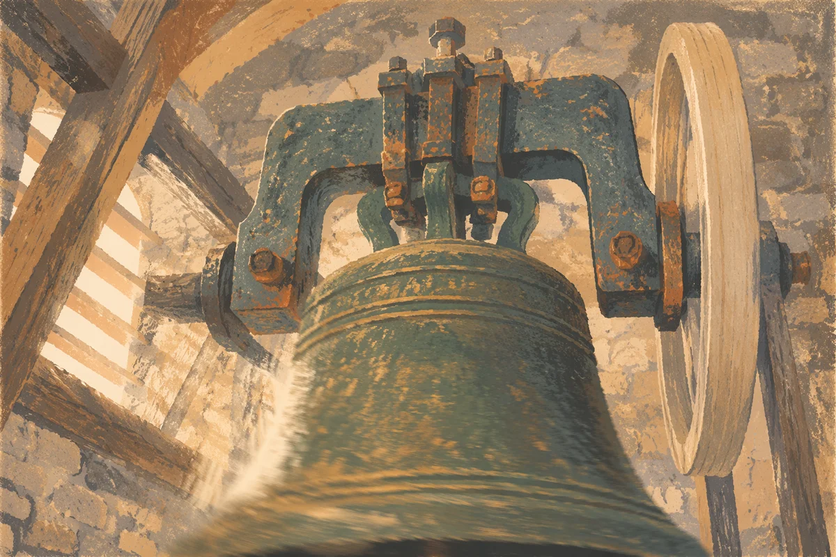 Sunday Morning Church Bell Tower Close-Up