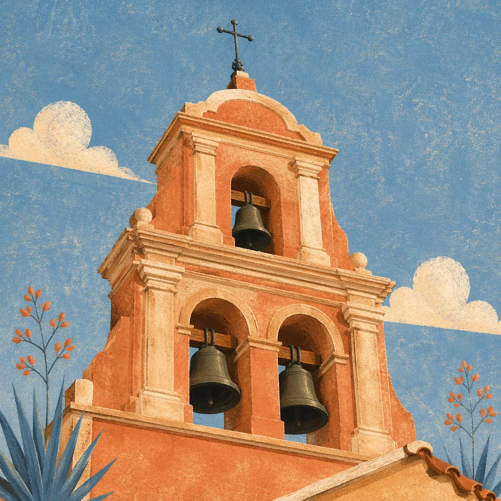 Historic Church Bell Tower Under Blue Sky