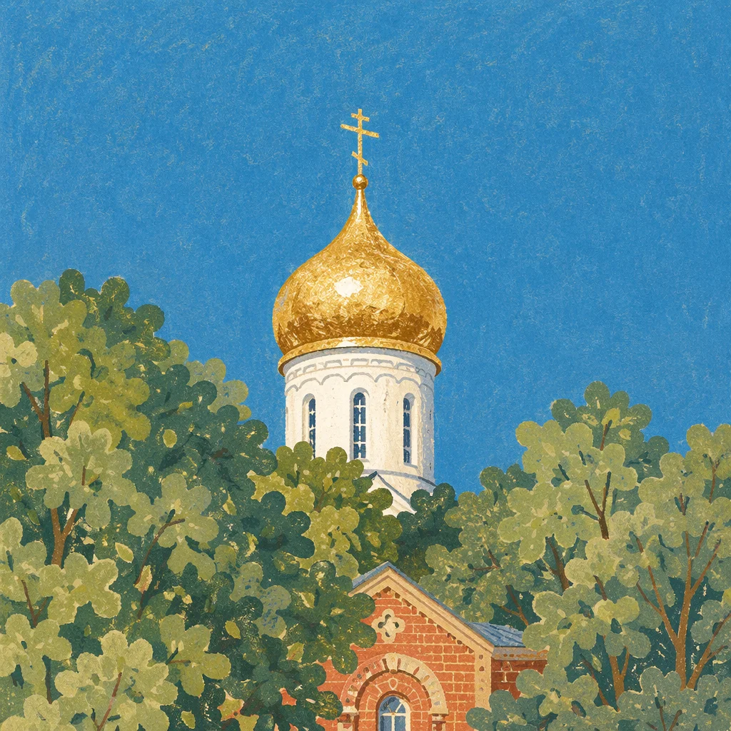 Golden Church Bell Tower Under Blue Sky