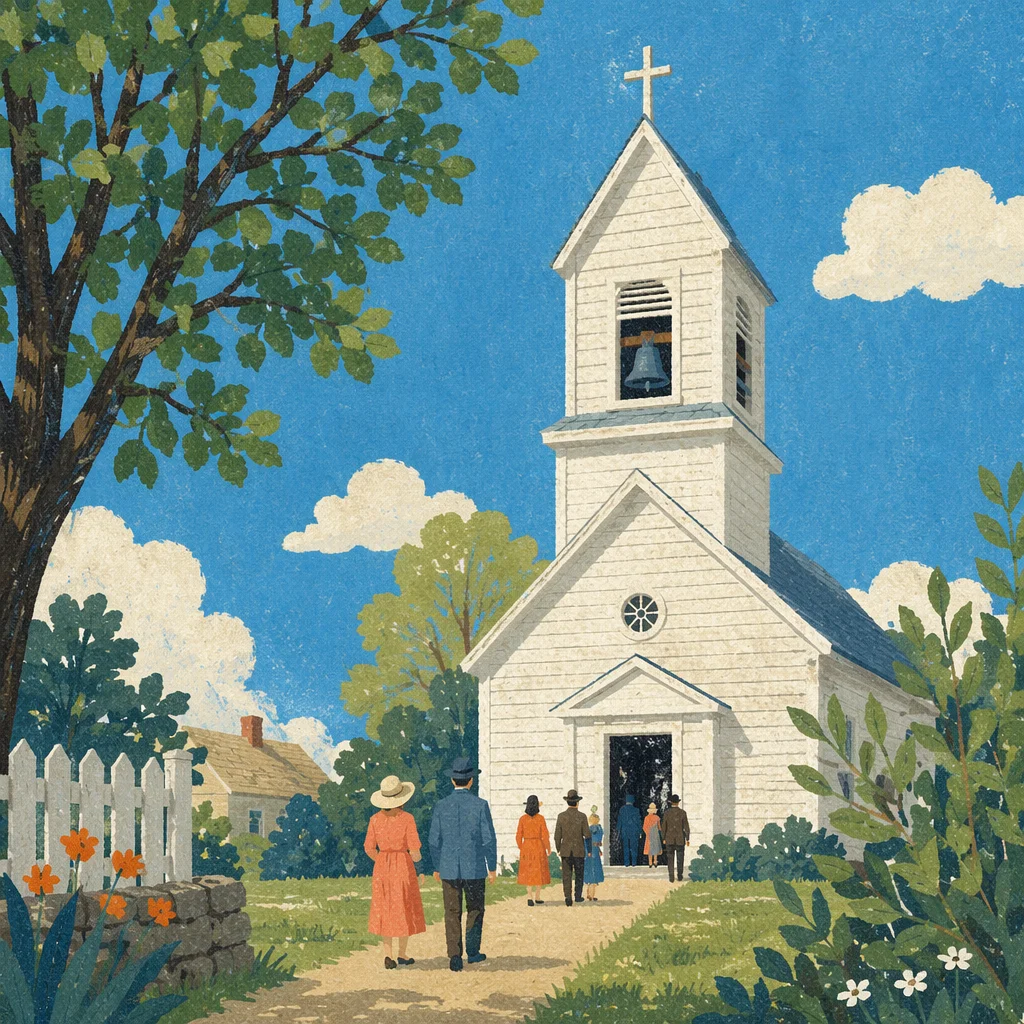 White Church Bell Tower Under Blue Sky