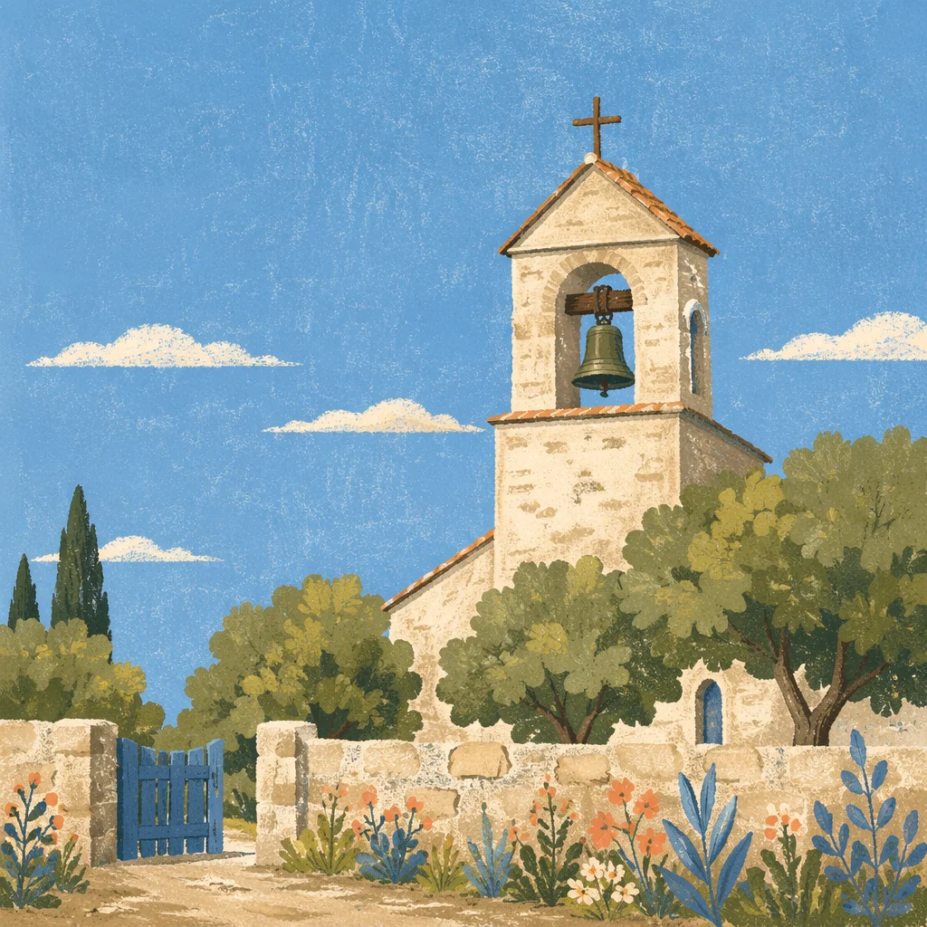 Countryside Church Bell Tower Under Blue Sky
